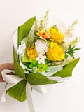Yellow Rose Preserved Flower Bouquet, Bright Spring Floral Gift, Handmade Forever Flowers, Romantic Wedding / Birthday Bouquet Bouquet