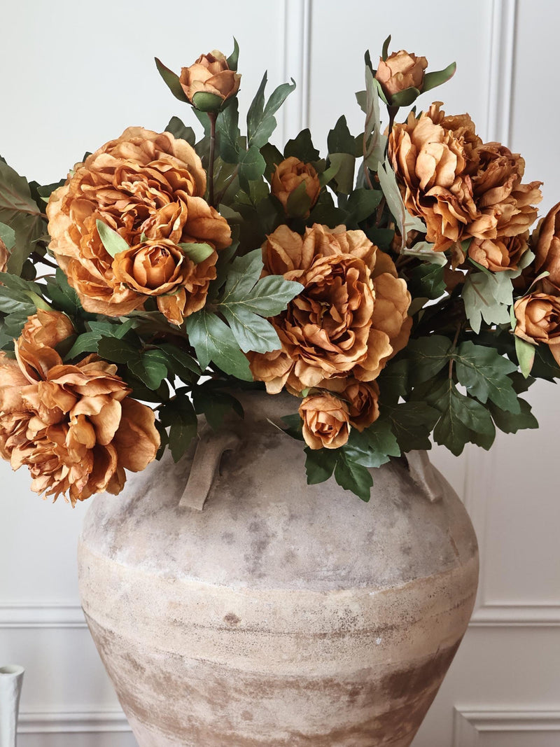 Autumn Orange Peony Stem with Bud Ð Luxury Artificial Flower, High Quality Faux Peony for Fall Decor, Wedding Bouquets & Floral Arrangements silk flower