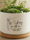 Personalized Memorial Planter Pot With Live Moss & Fern, Custom Name Dates, Sympathy Gift For Loss, Remembrance Indoor Desk Decor sympathy flower
