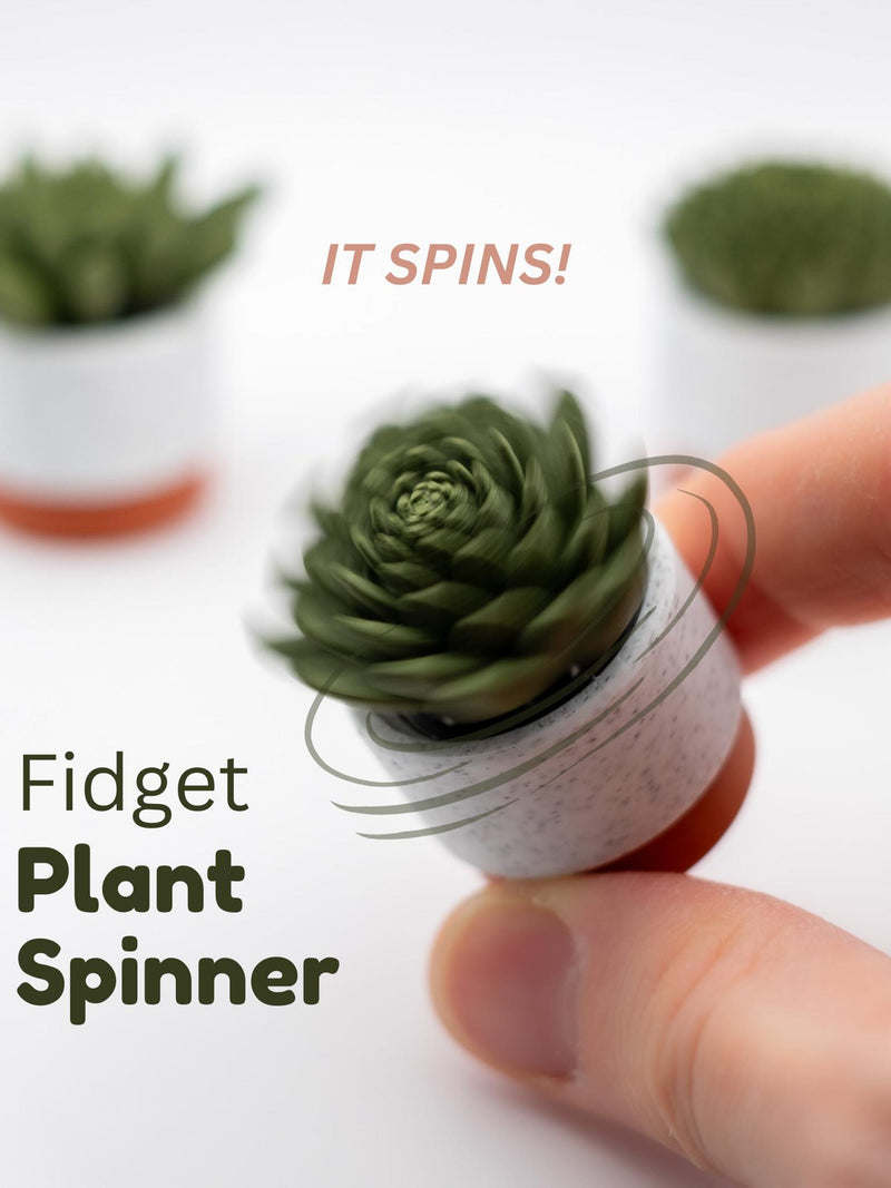 Fidget Plant Spinner: 3D Printed Desk Toy, Stress Relief Gift faux plants