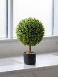 Artificial Boxwood Topiary Tree 24 Inch Tall | Spiral or Ball Shape | Indoor Outdoor Faux Plant | UV Resistant PE | Potted Decorative Green faux plants