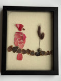 Handmade Sea Glass Cardinal Shadow Box Sympathy Gift for Loss of Loved One sympathy flower