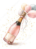 Champagne Clipart PNG, 22 Watercolor Birthday Celebration with Balloons and Roses birthday flower