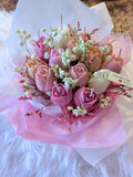 Handcrafted Scented Soy Candle Bouquet, Rose Floral Arrangement, Elegant Home Decor Bouquet