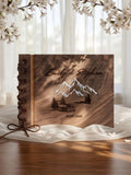 Mother of Pearl Mountain Wedding Guest Book | Custom Walnut Wood Engraved Nature Album wedding flower