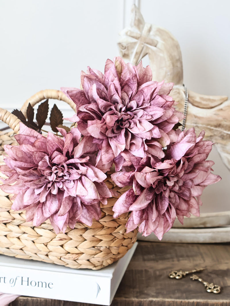 Dusty Mauve Faux Dahlia Stem Ð High Quality Artificial Flower for Wedding, Elegant Floral Arrangement , Event Decor, Home Styling & Gifts silk flower
