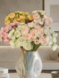 Artificial Ranunculus Silk Flower Bouquet, Faux Persian Buttercup Wedding Decor, Realistic Home Vase Arrangement silk flower