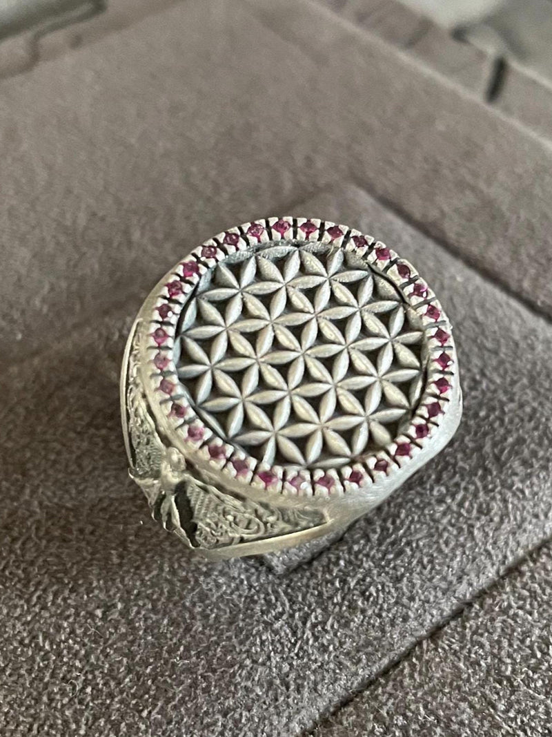 Flower of Life Vitruvien Ring, Silver Leonardo Da Vinci's Ring, Engagement Gifts For Couples ANNIVERSARY