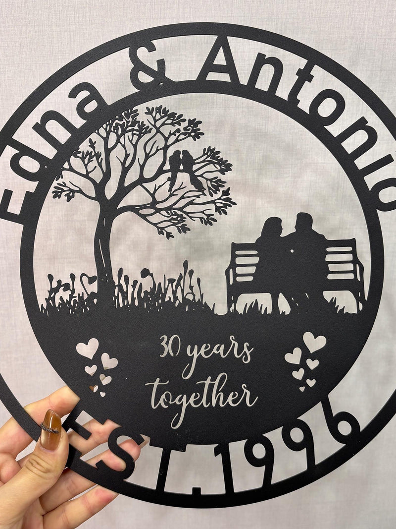 Custom Lovebirds Anniversary Metal Wall Art, Personalized 30th 40th 50th Wedding Anniversary Gift, Family Name Sign, Wedding Date Plaque ANNIVERSARY