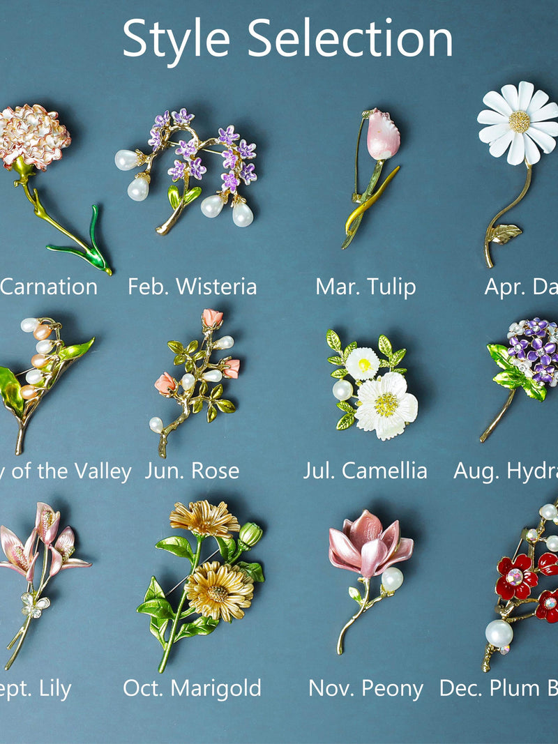 Birth Month Flower Brooch, Floral Brooch, Bridesmaid Brooch, Vintage Brooch, Wedding Brooch, Birthday Gift for Her, Mother's Day Gift birthday flower