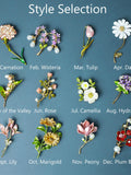 Birth Month Flower Brooch, Floral Brooch, Bridesmaid Brooch, Vintage Brooch, Wedding Brooch, Birthday Gift for Her, Mother's Day Gift birthday flower