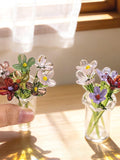Handmade Glass Birth Flower Bouquet, Mini Floral Art Figurine, Crystal Clear Home Decor, Mothers Day Gift birthday flower