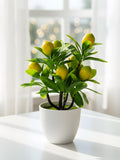 Artificial Lemon Tree in Pot ¥ 24cm Small Faux Citrus Plant ¥ Realistic Mediterranean Home Decor ¥ Farmhouse Kitchen & Tiered Tray Accessory faux plants