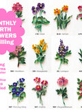 Digital Downloads Birth Flowers Paper Quilling DIY - Pattern, Template, Supplies, Birthday Gift birthday flower