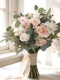 Blush & Ivory Bridal Bouquet Romantic Artificial Rose and  Peony Wedding Bouquet, Elegant Keepsake Bouquet Bouquet