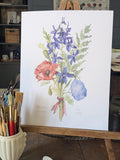 Custom Watercolor Family Bouquet Art Print | Not Ai | Birth Flower Bouquet Bouquet