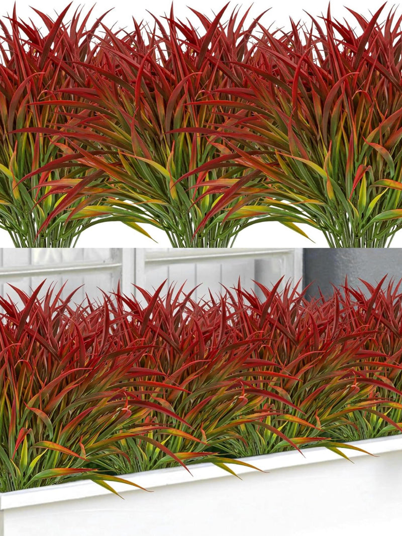 16 Bundles Artificial Plants Outdoor UV Resistant Faux Grass Garden Decor faux plants