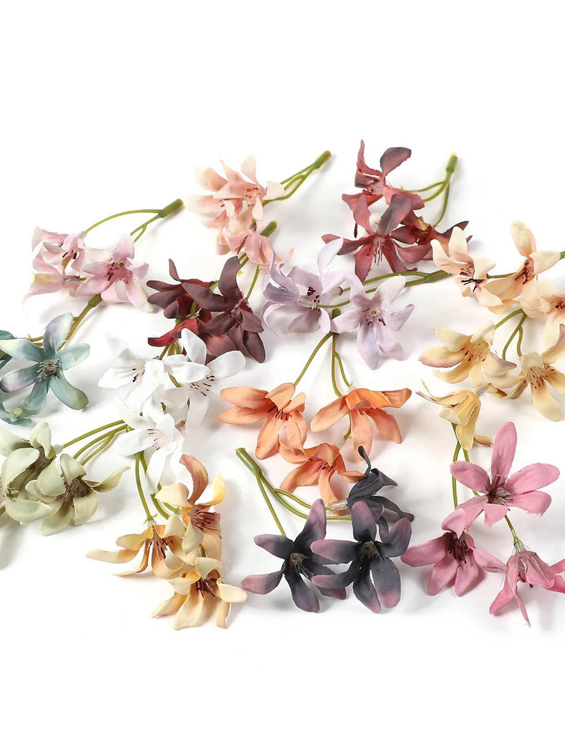 10 PCS Artificial Silk Orchid Magnolia Flower Heads | Gradient Faux Flowers for Wedding Decor, DIY Hairpins & Crafts silk flower