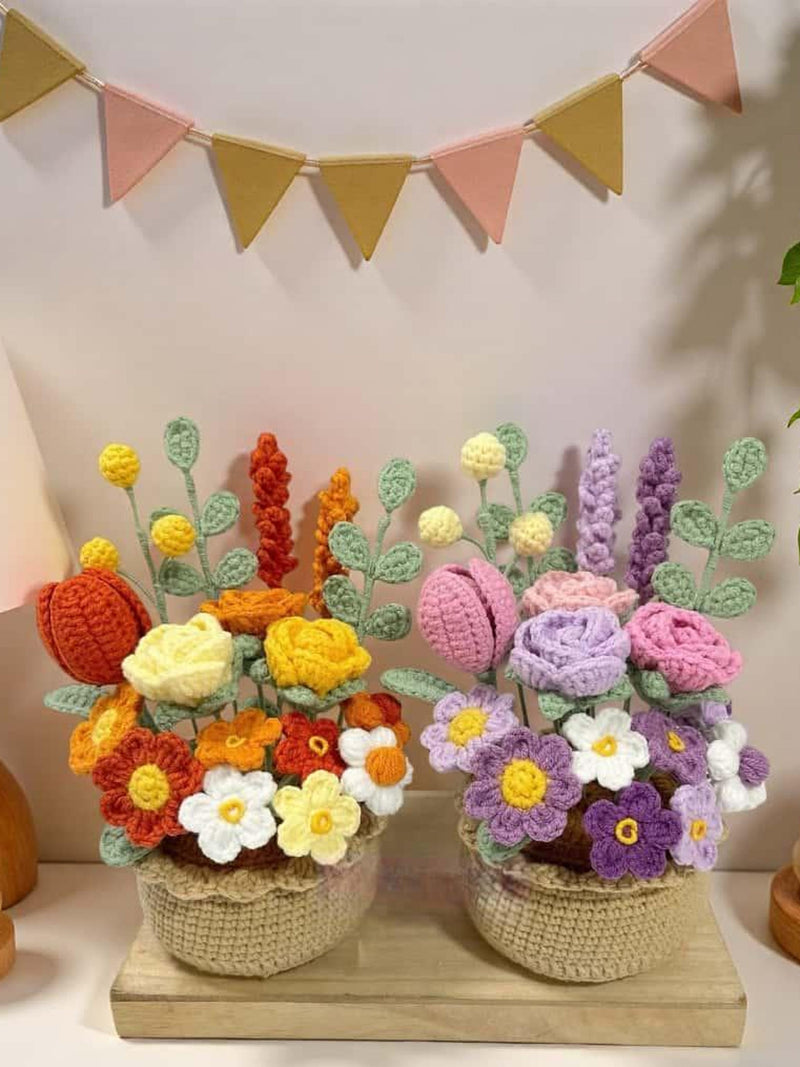 Mothers Day Gift, Crochet Sunflower Pot: Handmade Flower Bouquet, Birthday, Get well, Congratulations Thank you Sympathy Memorial Gift sympathy flower