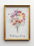 Birth Flower Family Bouquet Personalized Watercolor Birth Flower Print Gift for Mom Birthday Gift for Her Custom Personalized Gift Printable Bouquet