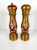Vintage Red and Gold Florentine Salt Shaker and Pepper Mill flower spore