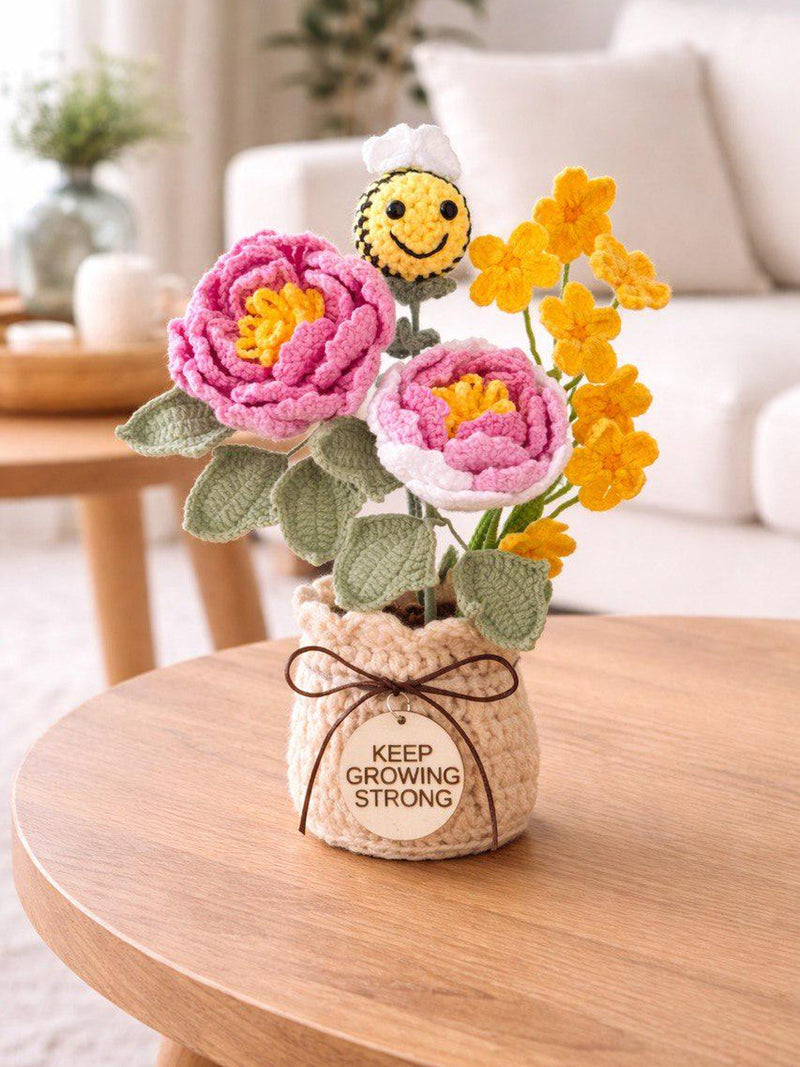 Crochet Flowers, 2 Year Anniversary Gift, 4 Year Linen Anniversary, 7 Year Wool Anniversary Gift, Personalized Romantic Gift for Her ANNIVERSARY