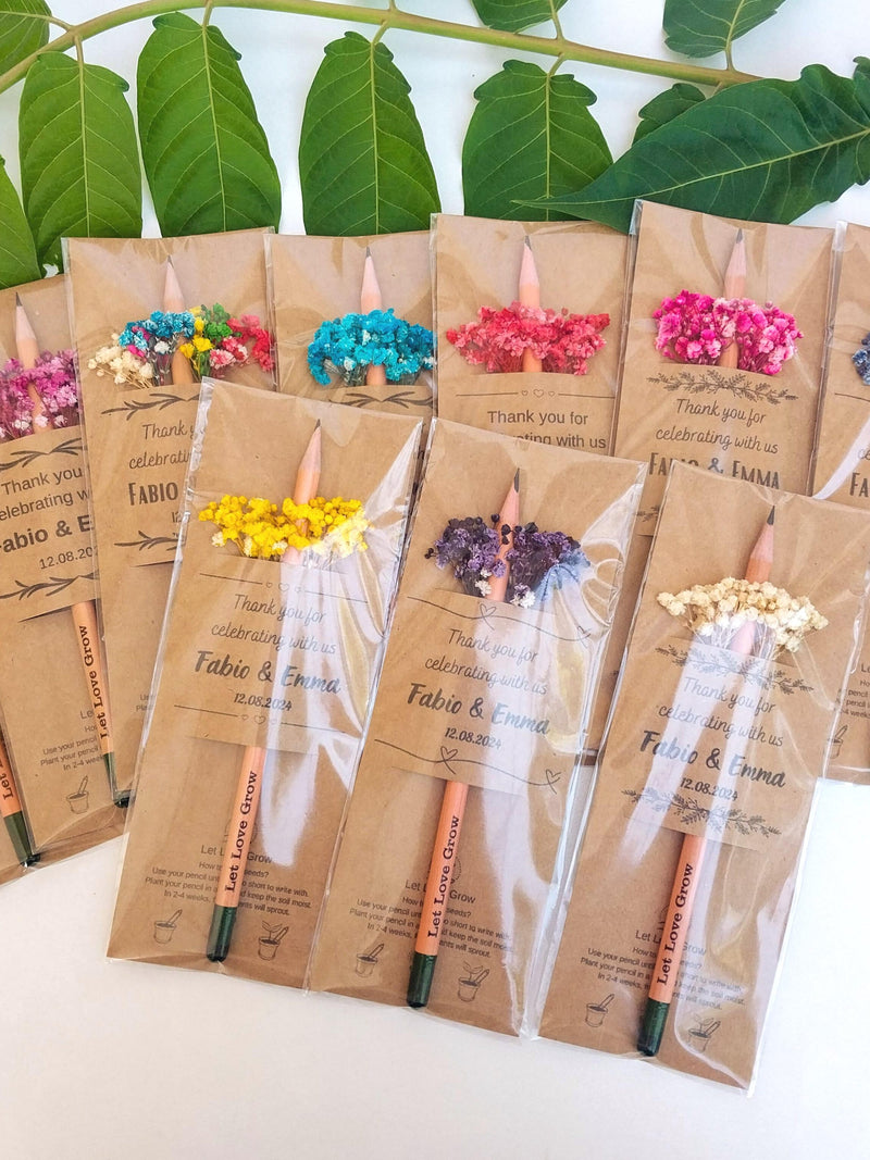 Personalized Seed Pencils - Wedding Favors for Guests in Bulk, Plantable Thank You Gifts seeds bulk