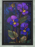 Violet Flowers Stained Glass Art Tiffany Style Art Deco Botanical Wall Print house warming flower