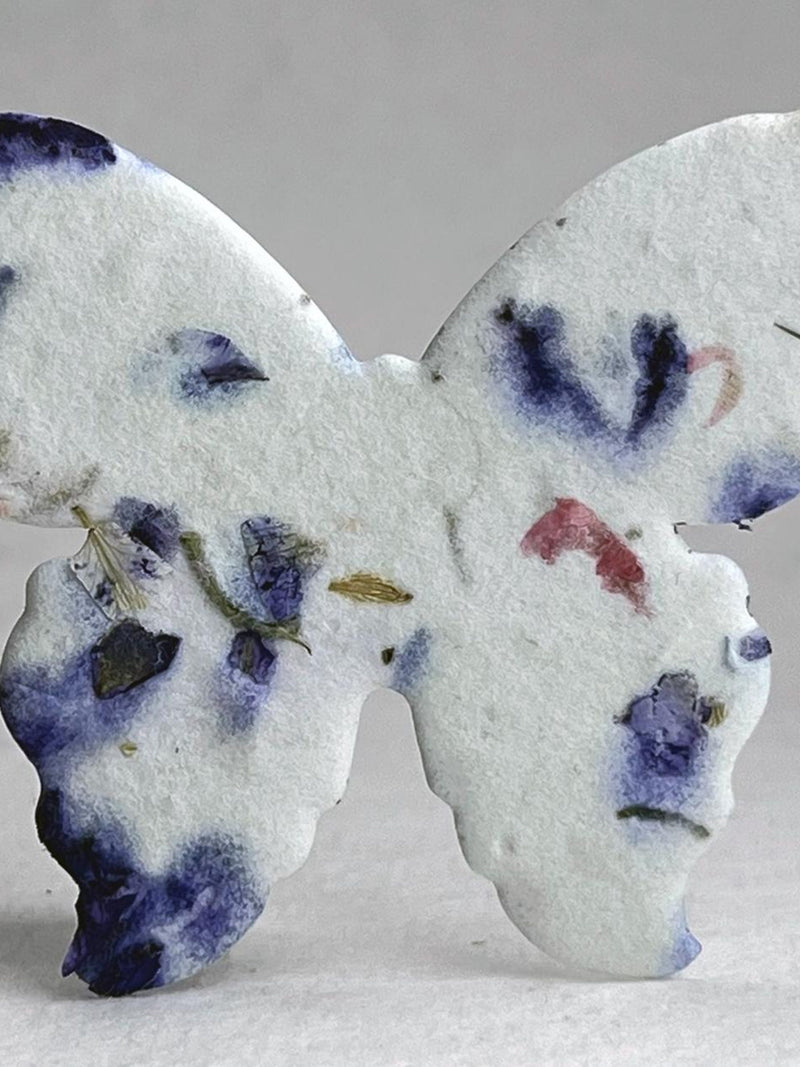 Bulk Seed Paper Butterflies 3"w x 2.85"h Recycled Blue and Purple Flower Petals for Weddings or Memorials set of 100 seeds bulk