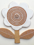 Flower ceramic wall tile // Wall hanging ornament  // Large white house warming flower