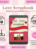 Love Scrapbook Printable | Editable Canva Template | Romantic Couple Memory Book | Digital Download | Anniversary Gift Love Romance Flower