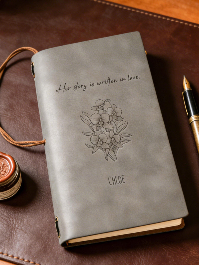 Personalized Birth Flower Remembrance Journal, Custom Memorial Notebook, Sympathy Gift, Memory Keepsake sympathy flower
