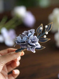 Chinese Ancient Blue Hydrangea Silk Flower Hair Clip Hanfu Accessory, Ancient Style RomanticBlossomPin, WeddingAccessories silk flower