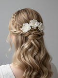 Light ivory bridal hair pins, Silk Floral hair pins, Wedding flower hair pins, bride flower hair clip ivory, silk chiffon flower hair pins wedding flower