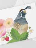 Quail and Flowers Card, Watercolour Painting Art sympathy flower