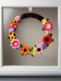 Colorful Pipe Cleaner Wreath - Unique Spring Floral Decor - Handmade Faux Flower Door Hanger - Vibrant Chenille Sunflower & Daisy Wreath house warming flower