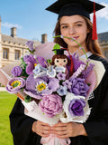 Crochet Graduation Bouquet with Custom Doll: Handmade Flower Keepsake Bouquet