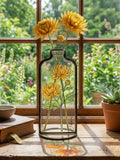 November Birth Flower Chrysanthemum Stained Glass Vase | Personalized Housewarming Gift For Couples | Custom New Home Moving In Flower Vase house warming flower