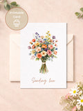 Printable Sympathy Card, Colorful Floral Condolence Greeting (Digital Download) sympathy flower