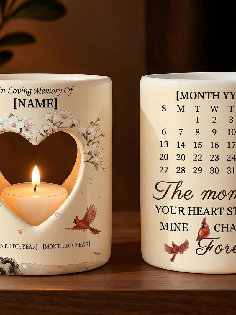 Custom Sympathy Candle Holder, Memorial Heart Candle, Sympathy Votive - Personalized w/ Name & Date, Sympathy Votive sympathy flower