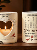 Custom Sympathy Candle Holder, Memorial Heart Candle, Sympathy Votive - Personalized w/ Name & Date, Sympathy Votive sympathy flower
