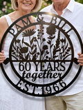 Personalized 60th Anniversary Metal Sign Spring Floral Outdoor Decor Custom Couple Name Gift 60 Years Married Mothers day Gift for her ANNIVERSARY