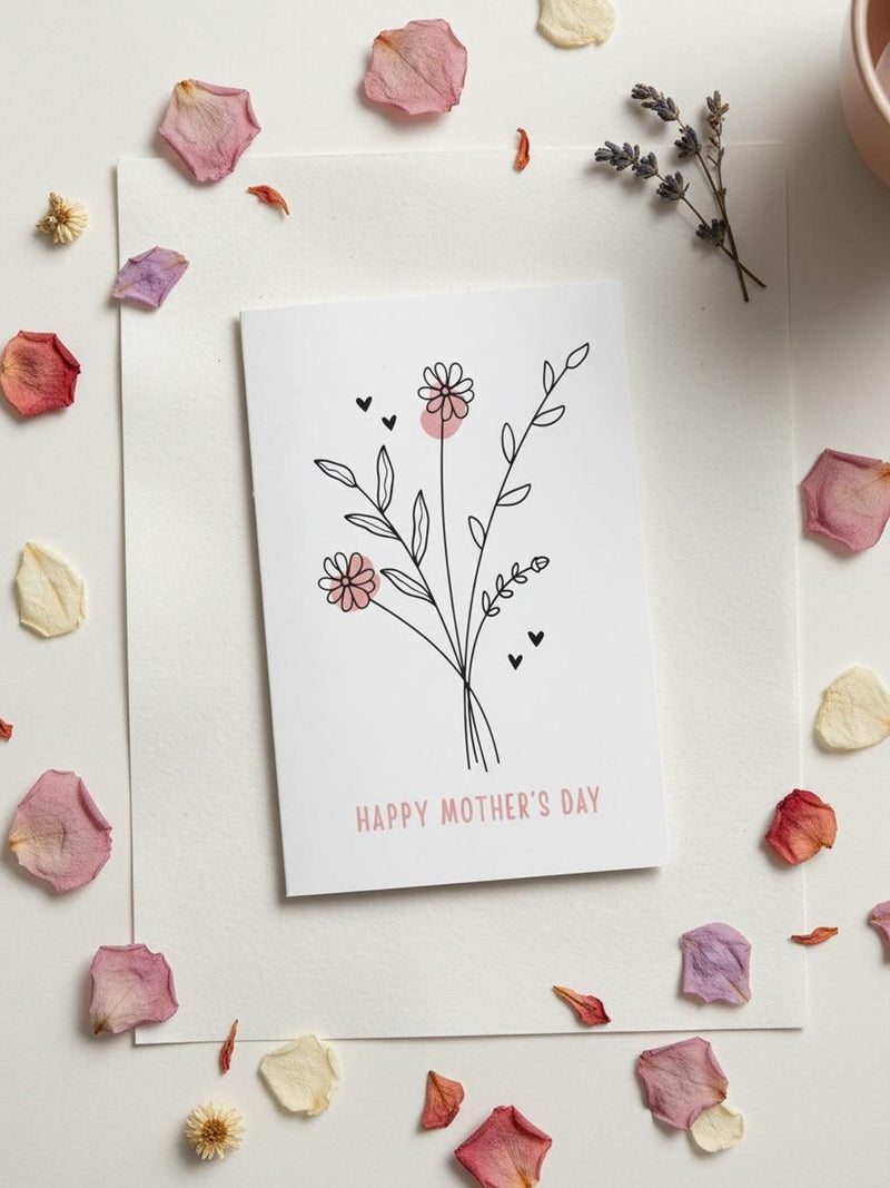 Minimalist Floral Mother's Day Card for Mum | Botanical Stationery (Includes Envelope) FLOWER DELIVERY
