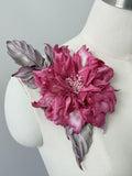 Handcrafted Fuchsia Silk Flower Brooch Ð Japanese Fabric Art Accessory, Couture Floral Pin silk flower