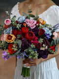 Burgundy Jewel Tone Artificial Wedding Bouquet, Silk Bridal Flowers Bouquet