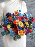 Colorful Silk Bouquet, Wedding Bouquet, Faux Bridesmaids silk flower