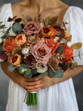 Terracotta Wedding Bouquet, Fall Artificial Flower Bridal Bouquet Bouquet