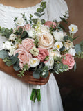 Dusty Pink Artificial Wedding Bouquet, Silk Flower Bridal Bouquet Bouquet
