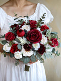 Red And White Wedding Bouquet , Artificial Flower Bouquet , Silk Flowers Bouquet