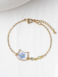 Forget Me Not Flower Cat Memorial Bracelet, Custom Birthstone Cat Loss Jewelry, Sympathy Gift, Pet Loss Gift, Cat Remembrance Gift for Her sympathy flower